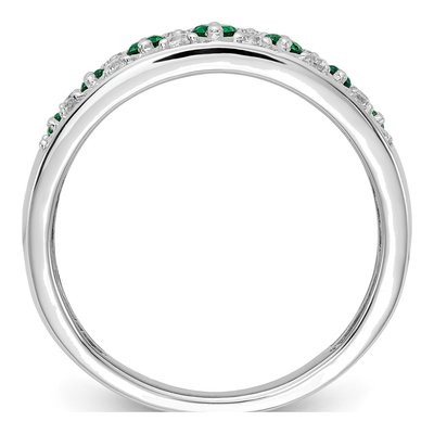14K White Gold 1/5 ct tw Emerald & Diamond Graduated Ring – view 3
