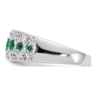 14K White Gold 1/5 ct tw Emerald & Diamond Graduated Ring – view 4