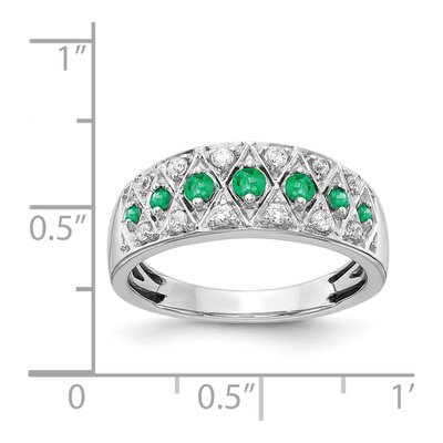 14K White Gold 1/5 ct tw Emerald & Diamond Graduated Ring – view 6