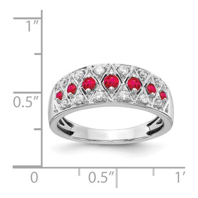 14K White Gold 1/5 ct tw Ruby & Diamond Fancy Ring – view 2