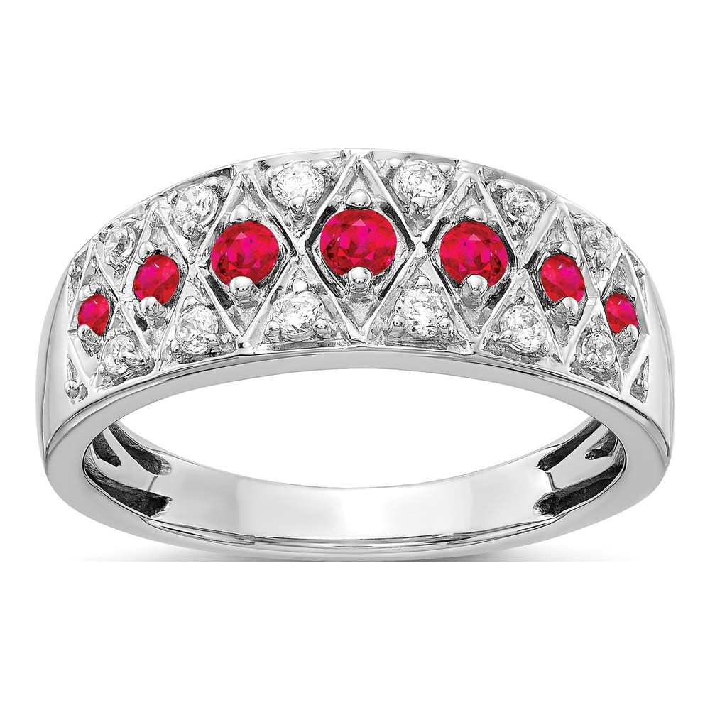 14K White Gold 1/5 ct tw Ruby & Diamond Fancy Ring