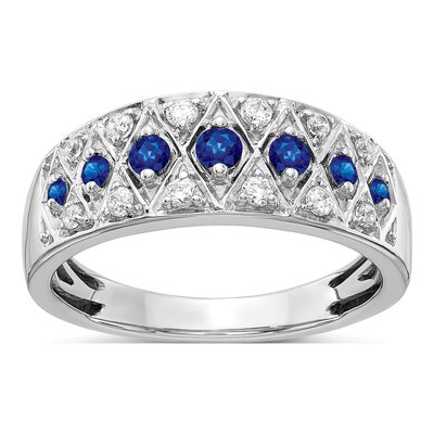 14K White Gold 1/5 ct tw Sapphire & Diamond Ring