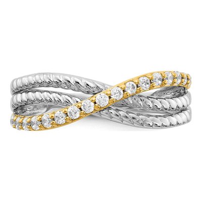 14K Two-Tone Gold 1/4 ct tw Diamond 3-Strand Fancy Ring – view 5