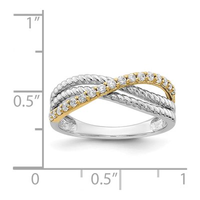 14K Two-Tone Gold 1/4 ct tw Diamond 3-Strand Fancy Ring – view 6