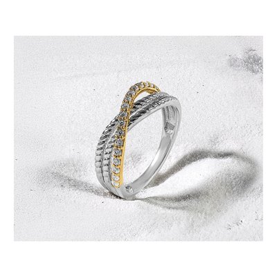 14K Two-Tone Gold 1/4 ct tw Diamond 3-Strand Fancy Ring – view 8