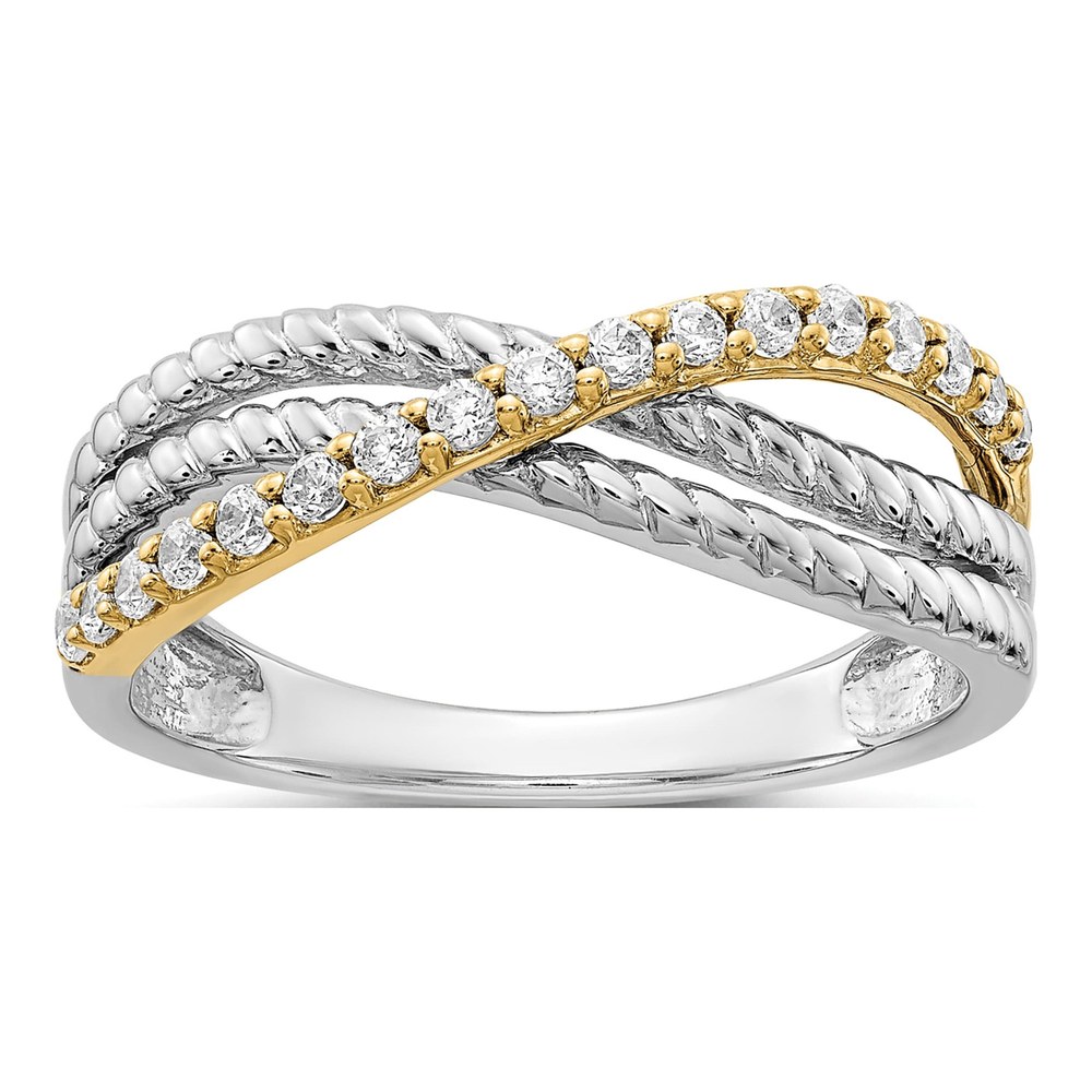 14K Two-Tone Gold 1/4 ct tw Diamond 3-Strand Fancy Ring