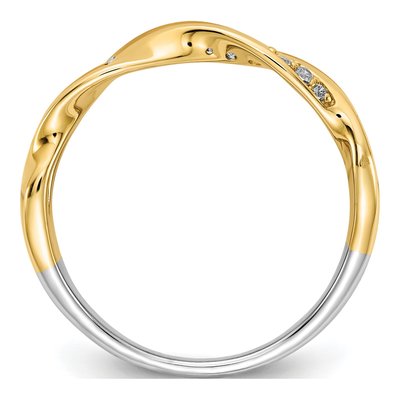 14K Tri-Color Gold 1/6 ct tw Diamond Triple-Strand Twist Ring – view 2