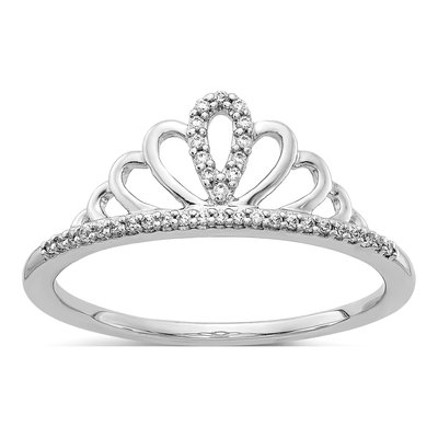 14K White Gold 1/10 ct tw Diamond Tiara Ring