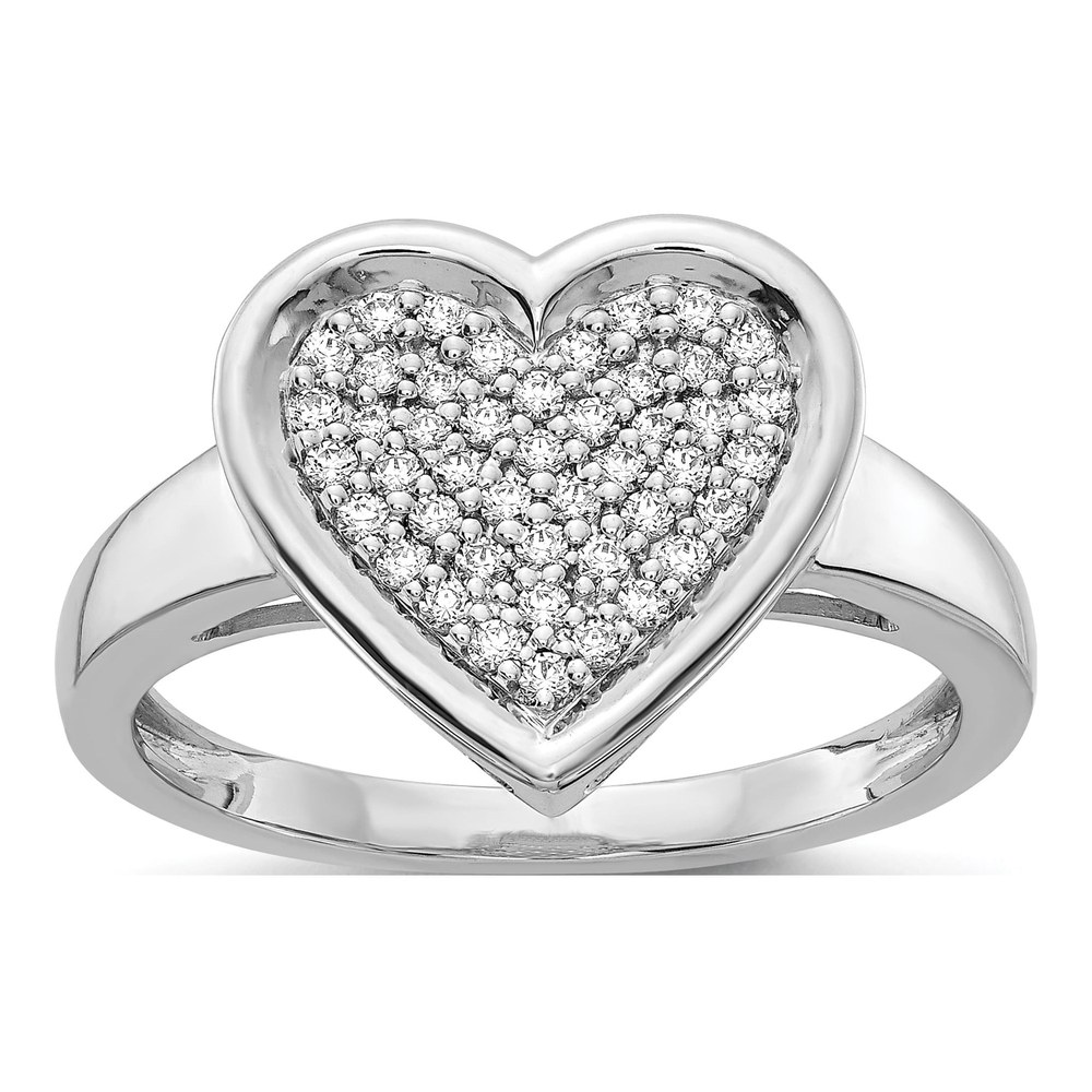 14K White Gold 1/4 ct tw Diamond Pave Heart Ring