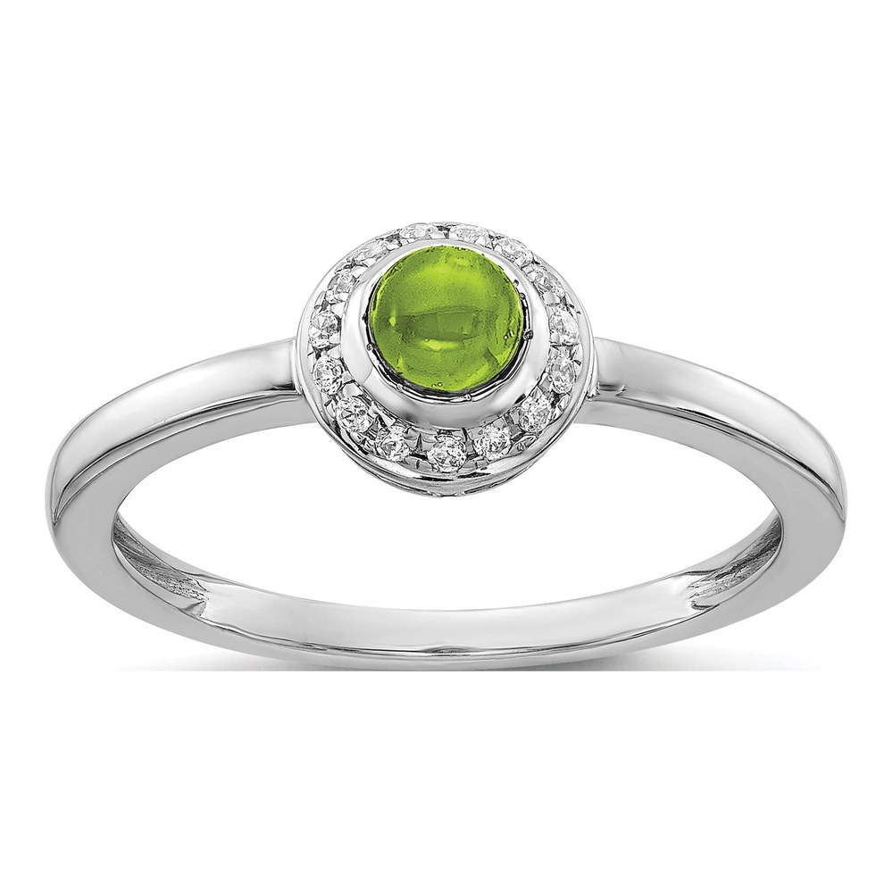 14K White Gold 1/15 ct tw Peridot & Diamond Halo Ring