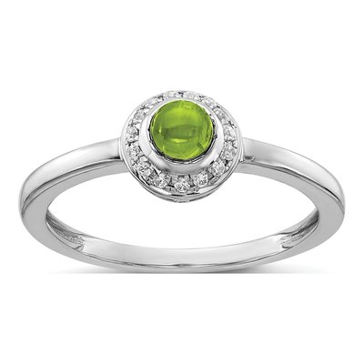 14K White Gold 1/15 ct tw Peridot & Diamond Halo Ring