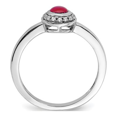 14K White Gold 1/15 ct tw Ruby & Diamond Halo Ring – view 2