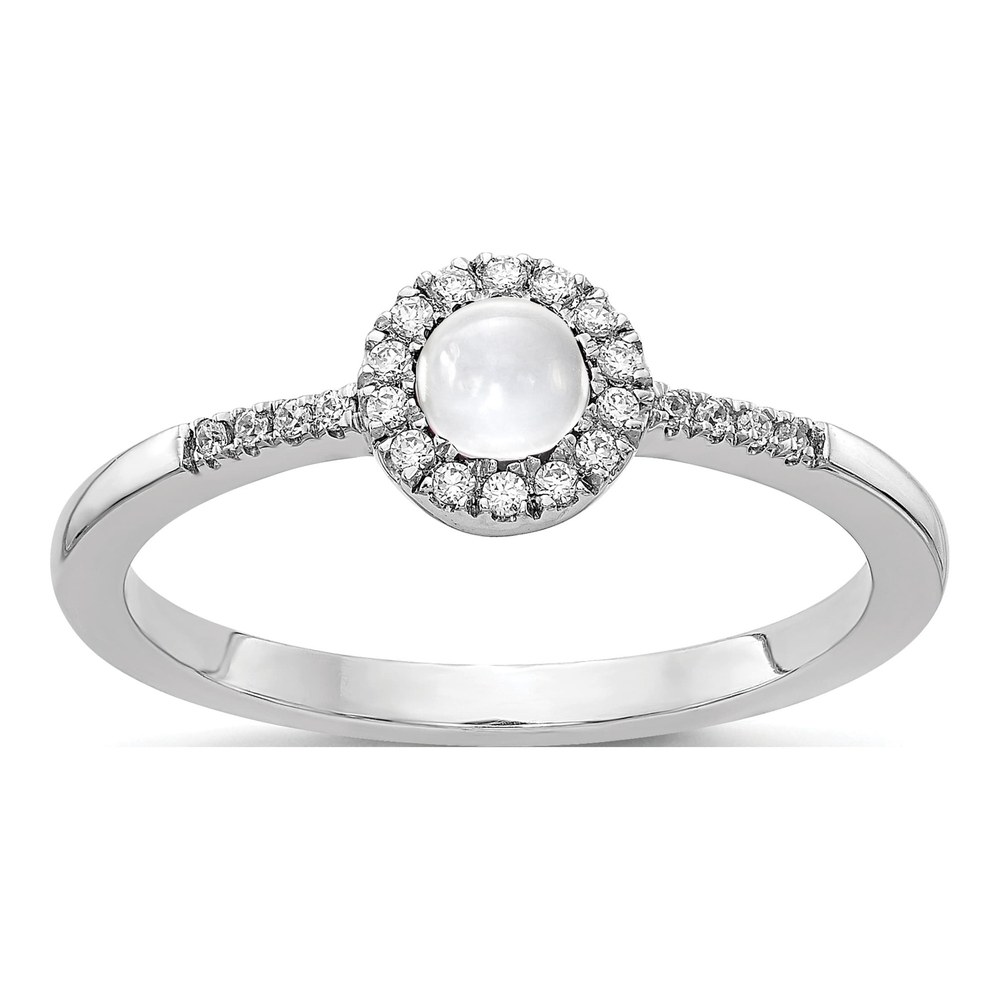 14K White Gold 1/10 ct tw White Topaz & Diamond Halo Ring