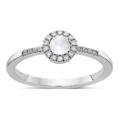 14K White Gold 1/10 ct tw White Topaz & Diamond Halo Ring