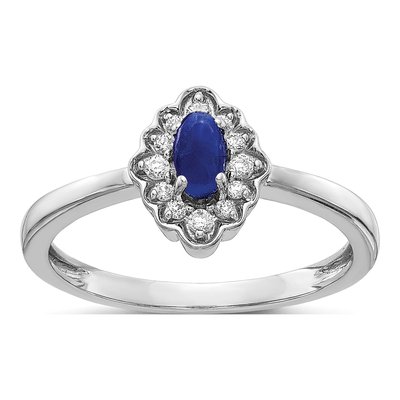 14K White Gold 1/10 ct tw Sapphire & Diamond Halo Ring