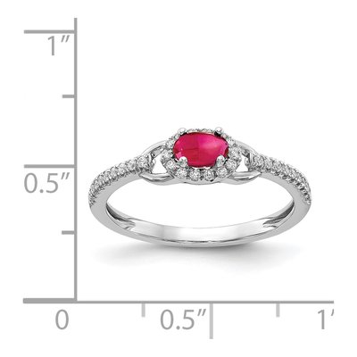 14K White Gold 1/6 ct tw Ruby & Diamond East-West Halo Ring – view 2
