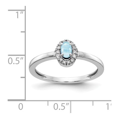 14K White Gold 1/15 ct tw Aquamarine & Diamond Halo Ring – view 2