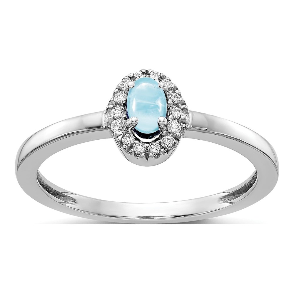14K White Gold 1/15 ct tw Aquamarine & Diamond Halo Ring