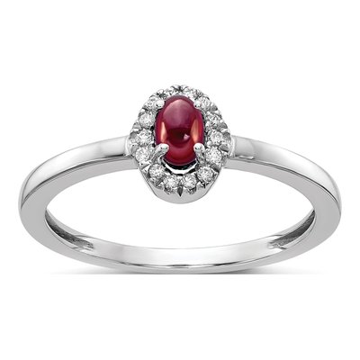 14K White Gold 1/15 ct tw Garnet & Diamond Halo Ring