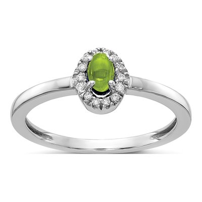 14K White Gold 1/15 ct tw Peridot & Diamond Halo Ring