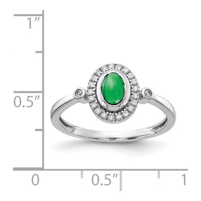14K White Gold 1/8 ct tw Emerald & Diamond Halo Ring – view 2
