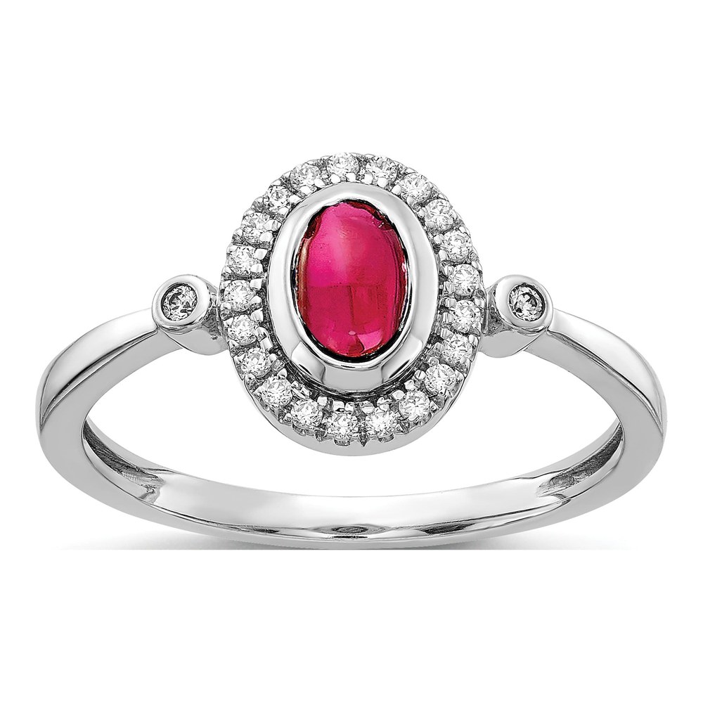 14K White Gold 1/8 ct tw Ruby & Diamond Halo Ring