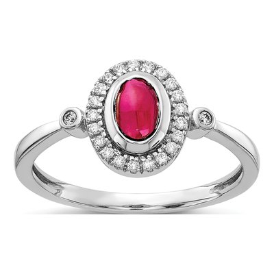 14K White Gold 1/8 ct tw Ruby & Diamond Halo Ring