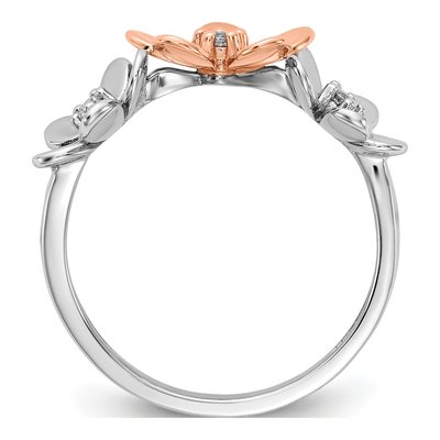 14K Two-Tone Gold 1/10 ct tw Diamond Flower Ring – view 2