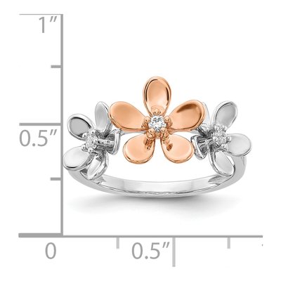14K Two-Tone Gold 1/10 ct tw Diamond Flower Ring – view 3