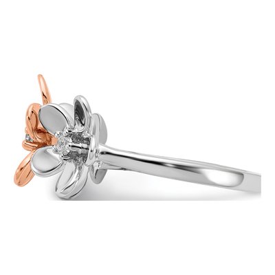 14K Two-Tone Gold 1/10 ct tw Diamond Flower Ring – view 5