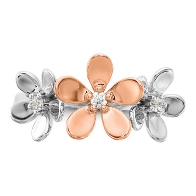 14K Two-Tone Gold 1/10 ct tw Diamond Flower Ring – view 6