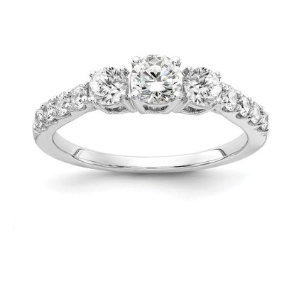 14K White Gold Lab-Grown Diamond 3-Stone Engagement Ring Semi-Mount