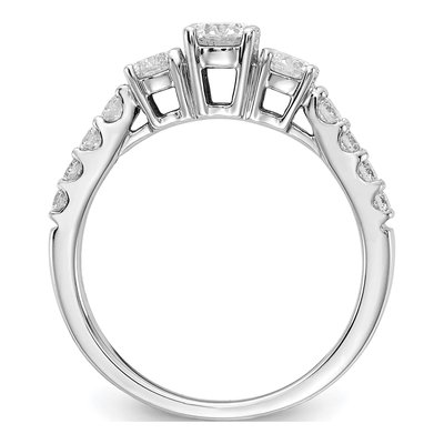 14K White Gold Lab-Grown Diamond Three Stone-Style Engagement Ring Semi-Mount – view 3