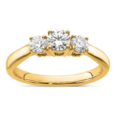 14K Yellow Gold 3/4 ct tw Lab-Grown Diamond 3-Stone Engagement Ring