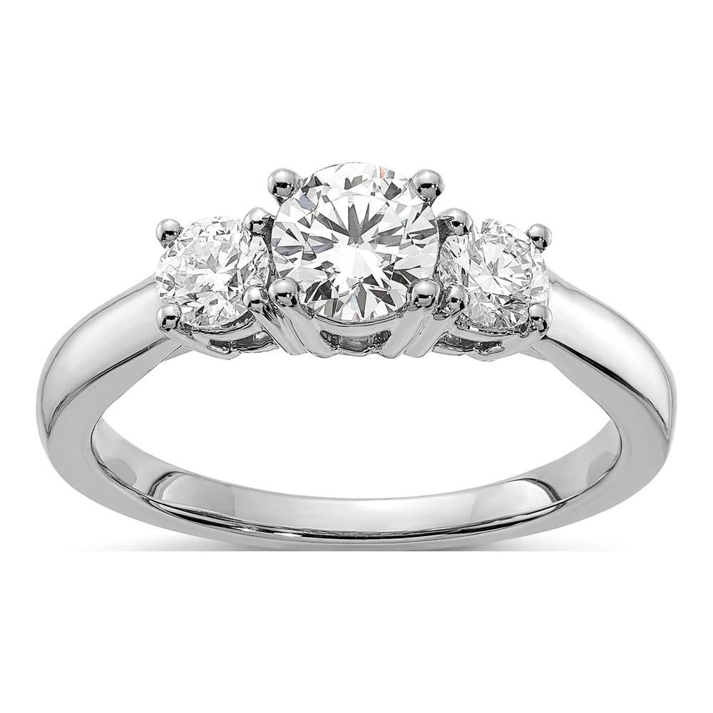14K White Gold Lab Grown Diamond SI1/SI2, G H I, 3-Stone Complete Engagement Ring