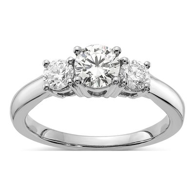14K White Gold 1 ct tw Lab-Grown Diamond 3-Stone Engagement Ring
