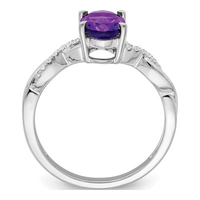 14K White Gold 1/15 ct tw Amethyst & Diamond Oval Ring – view 3