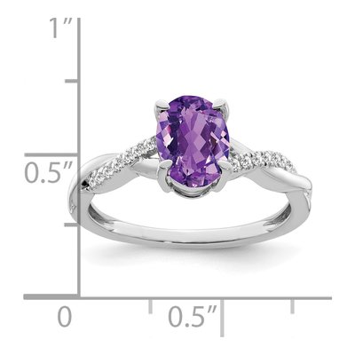 14K White Gold 1/15 ct tw Amethyst & Diamond Oval Ring – view 4