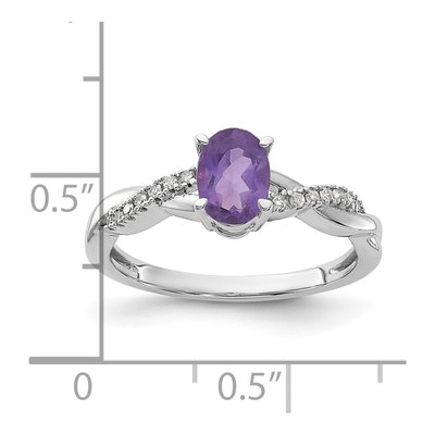 14K White Gold 0.08 ct tw Amethyst & Diamond Oval Ring – view 2