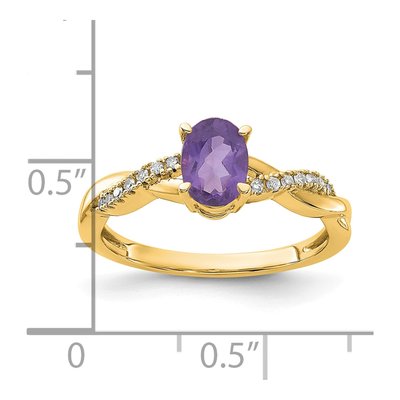 14K Yellow Gold 0.08 ct tw Amethyst & Diamond Birthstone Ring – view 2
