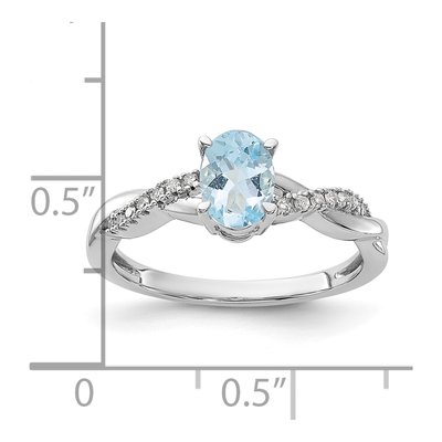 14K White Gold 0.08 ct tw Aquamarine & Diamond Birthstone Ring – view 2