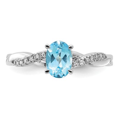 14K White Gold 0.08 ct tw Sky Blue Topaz & Diamond December Ring – view 4