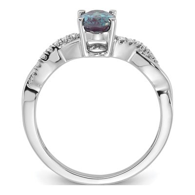 14K White Gold 0.08 ct tw Diamond Oval June Ring – view 2