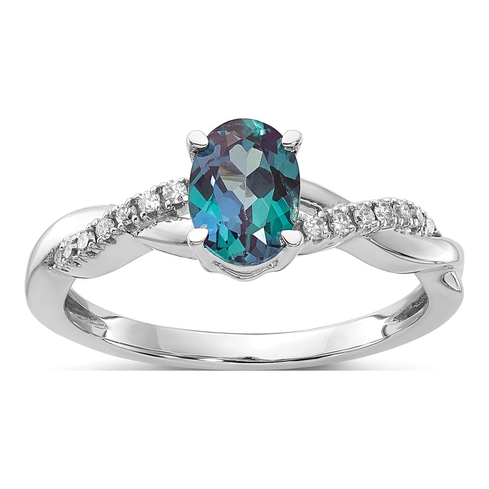 14K White Gold 0.08 ct tw Diamond Oval June Ring