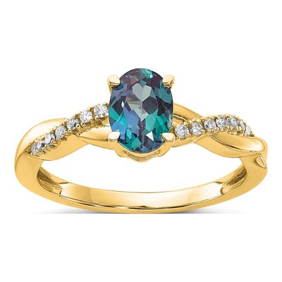 14K Yellow Gold 0.08 ct tw Diamond Oval June Ring