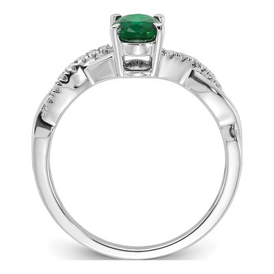 14K White Gold 0.08 ct tw Lab-Created Emerald & Diamond May Birthstone Ring – view 2