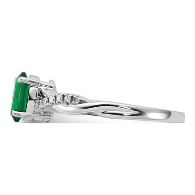 14K White Gold 0.08 ct tw Lab-Created Emerald & Diamond May Birthstone Ring – view 3