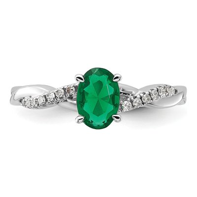 14K White Gold 0.08 ct tw Lab-Created Emerald & Diamond May Birthstone Ring – view 4