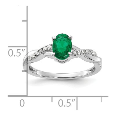14K White Gold 0.08 ct tw Lab-Created Emerald & Diamond May Birthstone Ring – view 5
