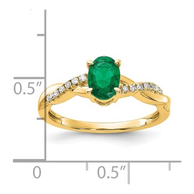 14K Yellow Gold 0.08 ct tw Lab-Created Emerald & Diamond May Ring – view 2